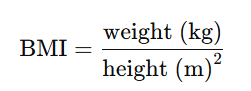BMI calculation formula using metric system and units